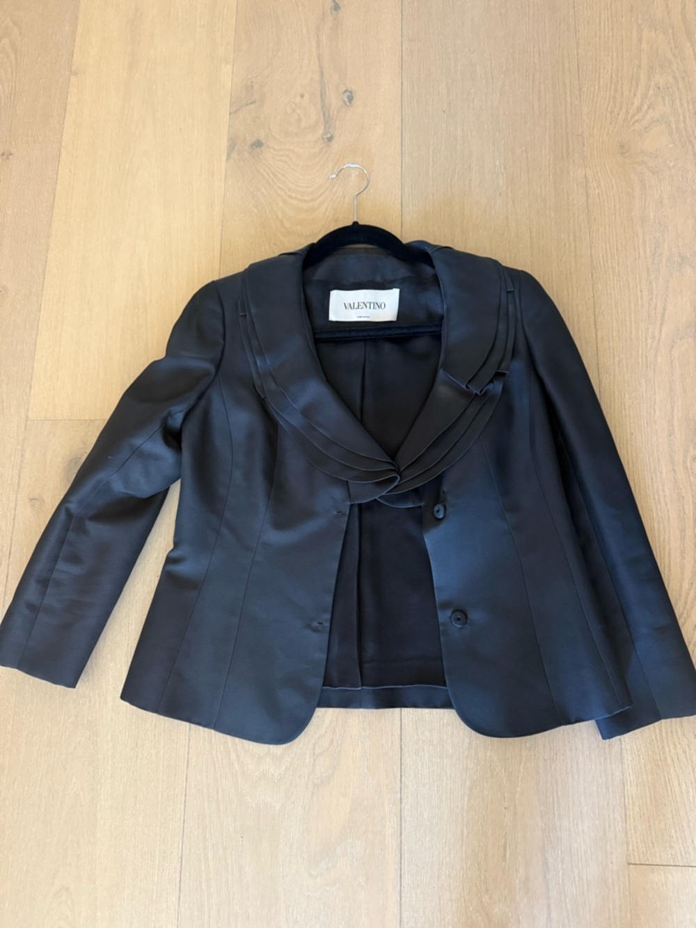 Valentino Black Draped Collar Blazer